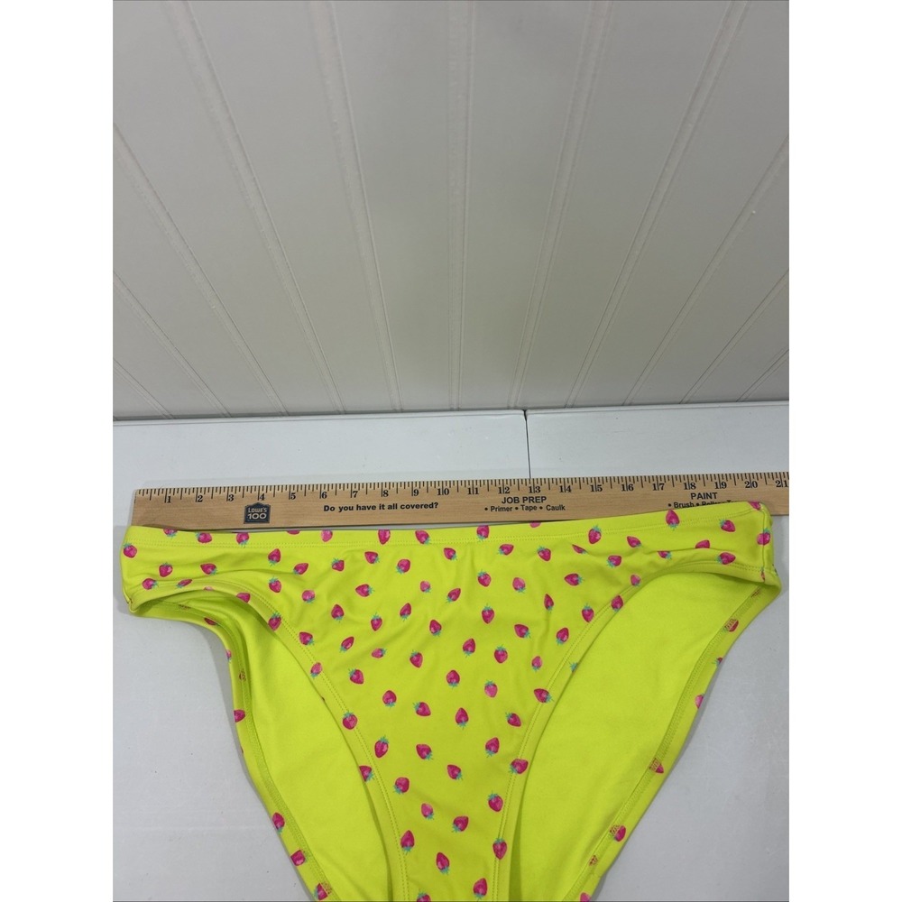 Wild Fable Women 1X Bikini Bottom Green Strawberries Low Rise High Leg New - Picture 5 of 6